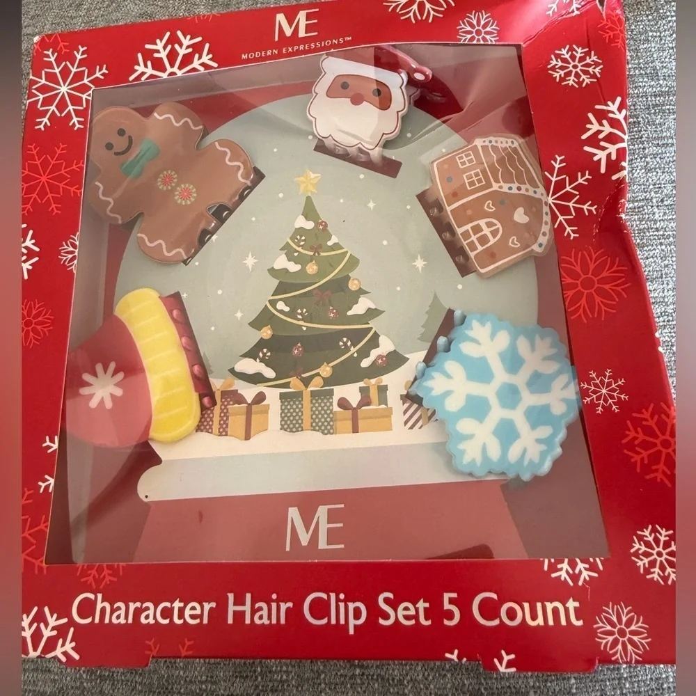 Expressions Red and White Christmas Character Hair Clip Set of 5-NWT